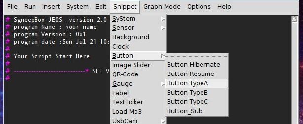 Select in Snippet / Button and press Button typeA