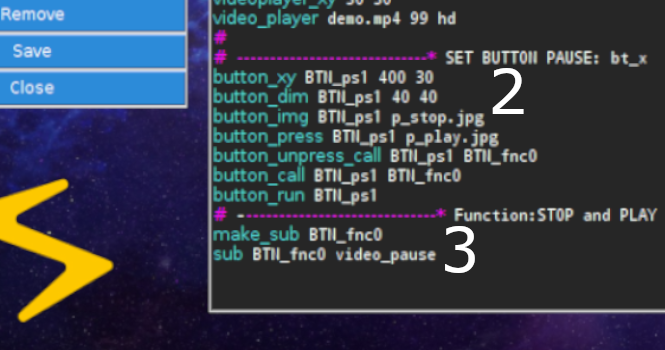 Button [img2] calls up the function [img3] named BTN_fnc0